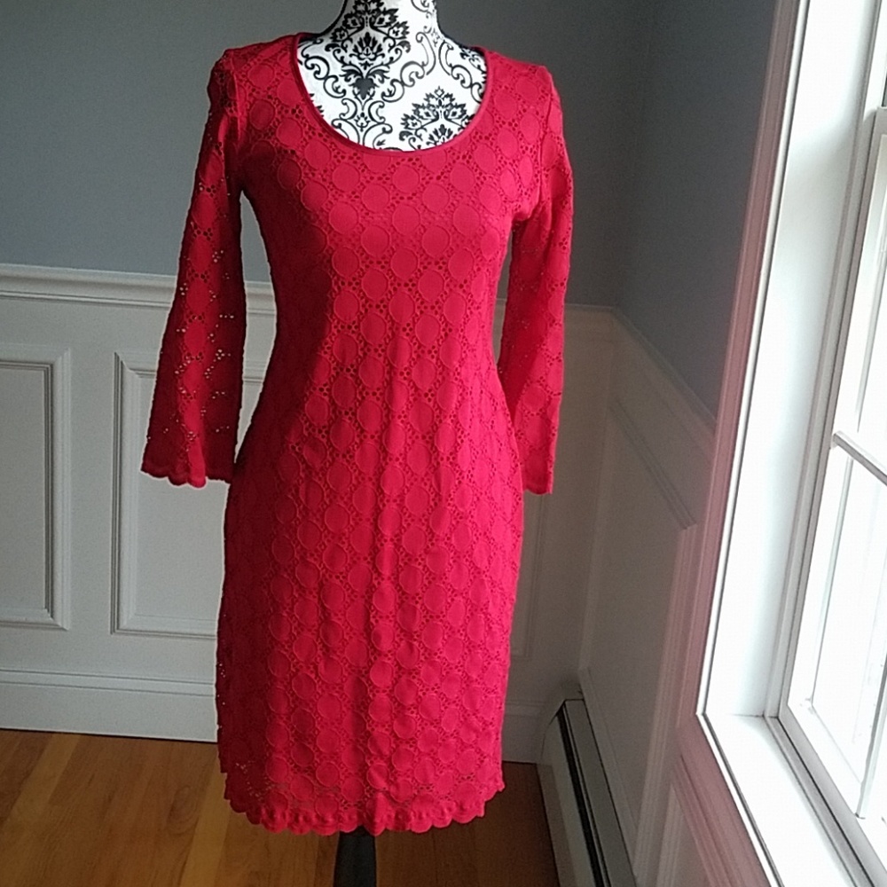 Ronni Nicole Red Eyelet Dress - size 6